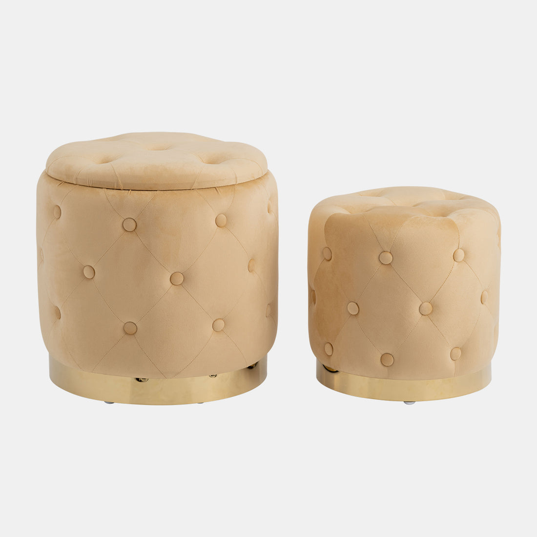 Sagebrook Home S/2 14&quot;/18&quot; Tufted Storage Ottoman, Nude