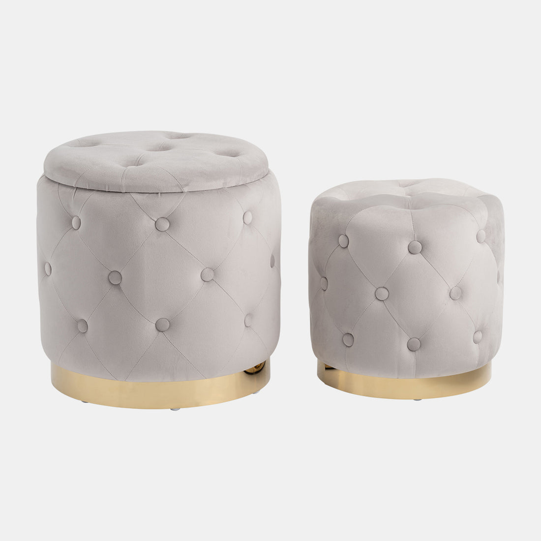 Sagebrook Home S/2 14&quot;/18&quot; Tufted Storage Ottoman,  Light Grey