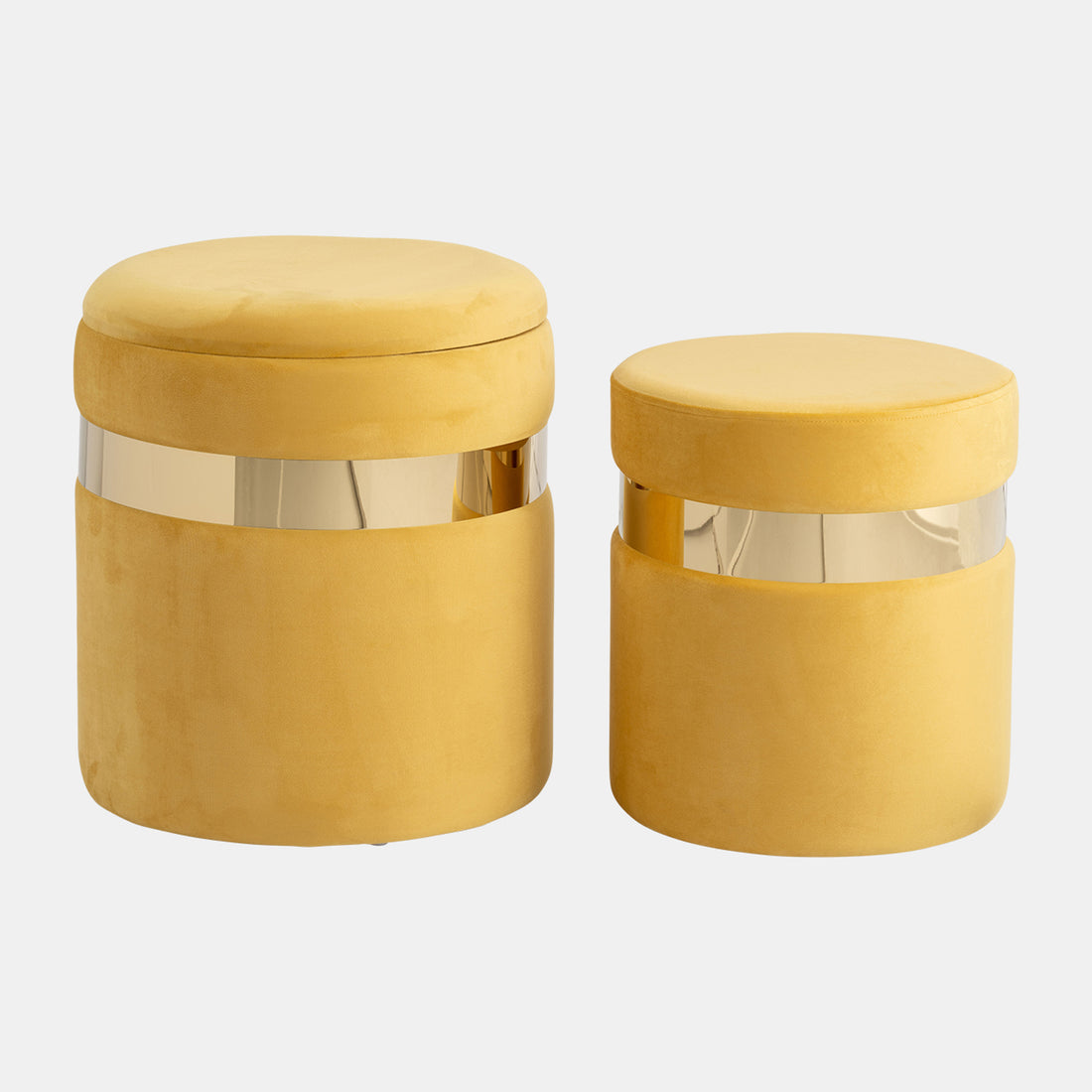 Sagebrook Home S/2 16&quot;/17&quot; Belted Storage Ottoman, Mustard