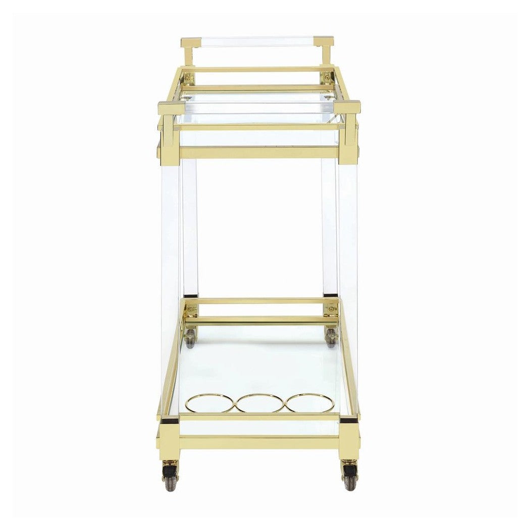 Coaster Travin 2-Tier Serving Cart Brass And Clear