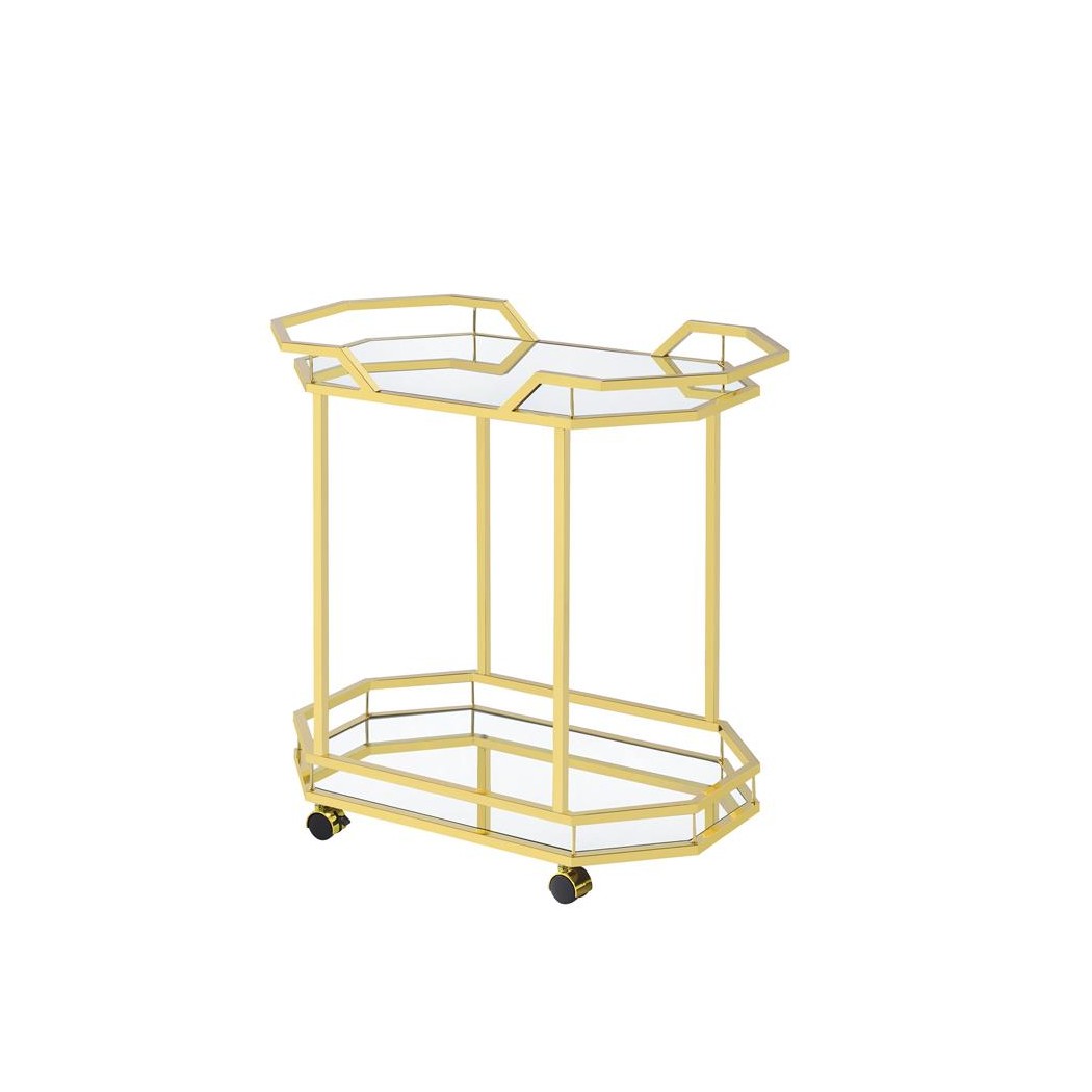 Terrell 2-tier Mirrored Serving Cart Brass 181050