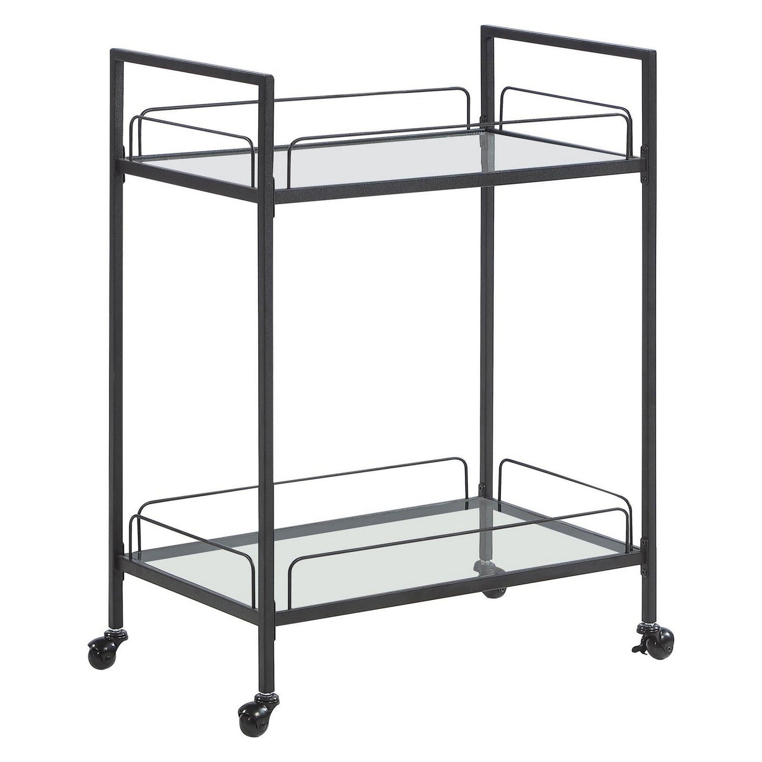 Curltis Serving Cart with Glass Shelves Clear and Black 181065