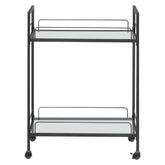 Curltis Serving Cart with Glass Shelves Clear and Black 181065