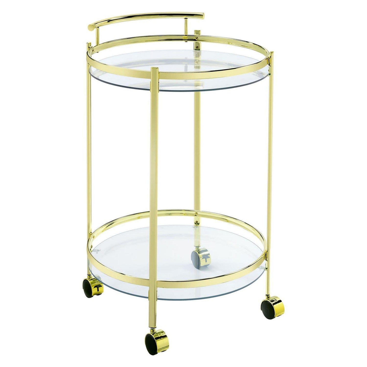 Chrissy Round Glass Bar Cart Brass 181366