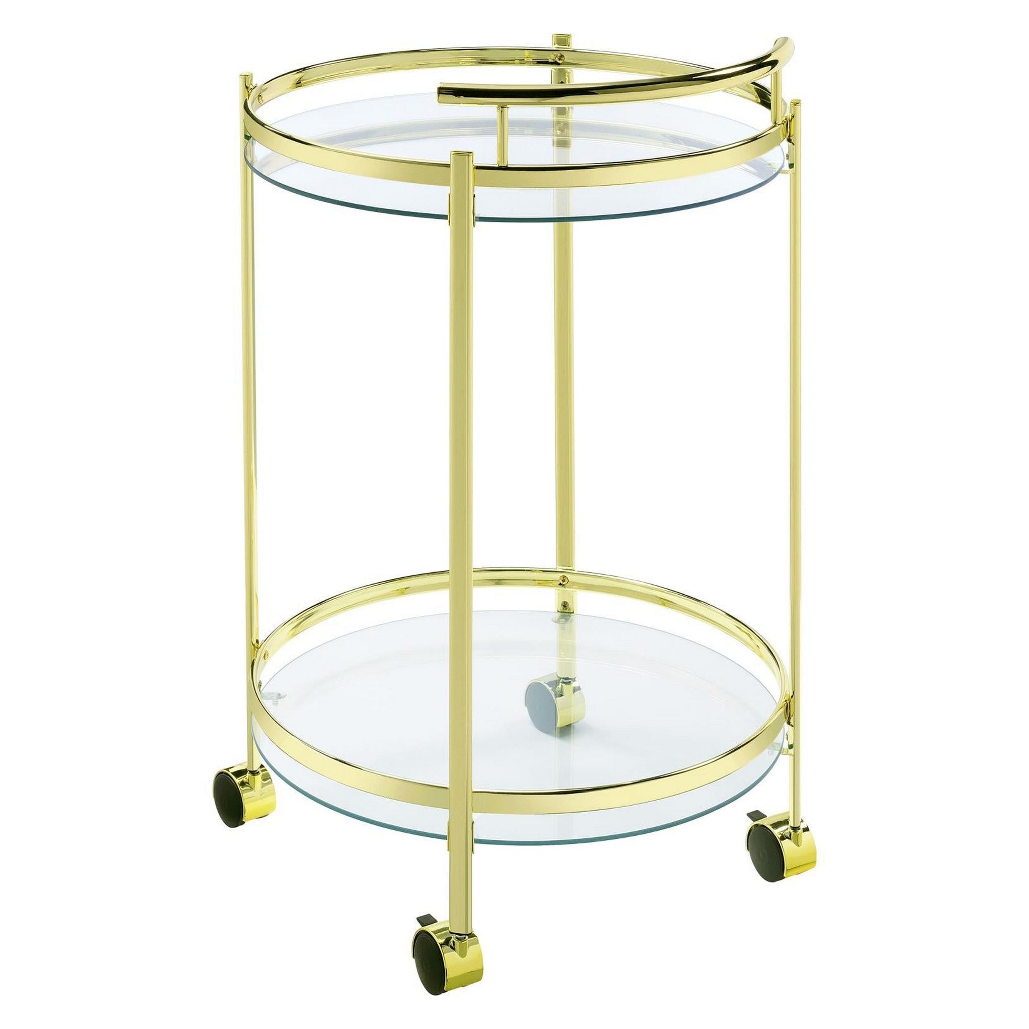 Chrissy Round Glass Bar Cart Brass 181366