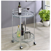 Chrissy Round Glass Bar Cart Chrome 181367