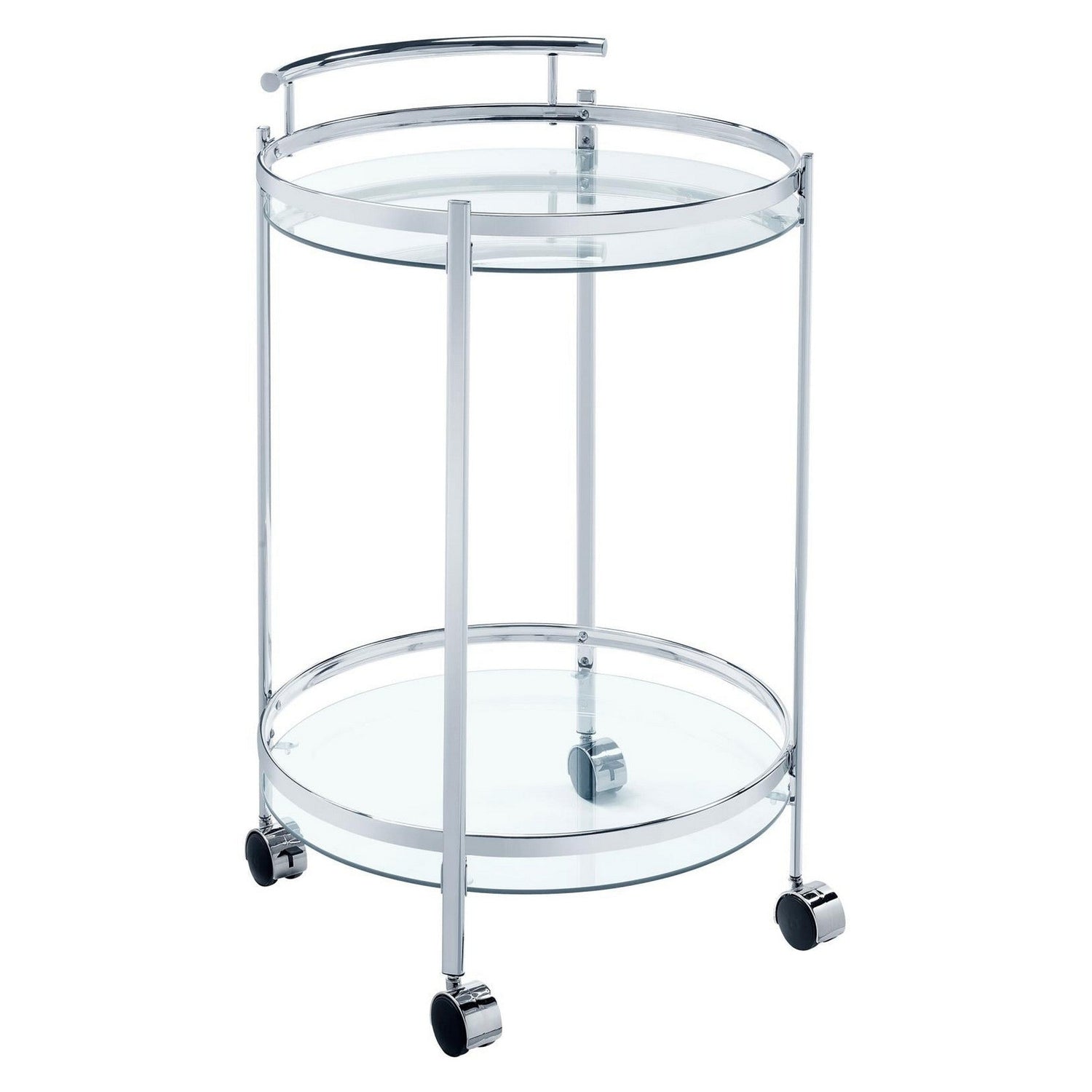 Chrissy Round Glass Bar Cart Chrome 181367