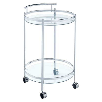 Chrissy Round Glass Bar Cart Chrome 181367