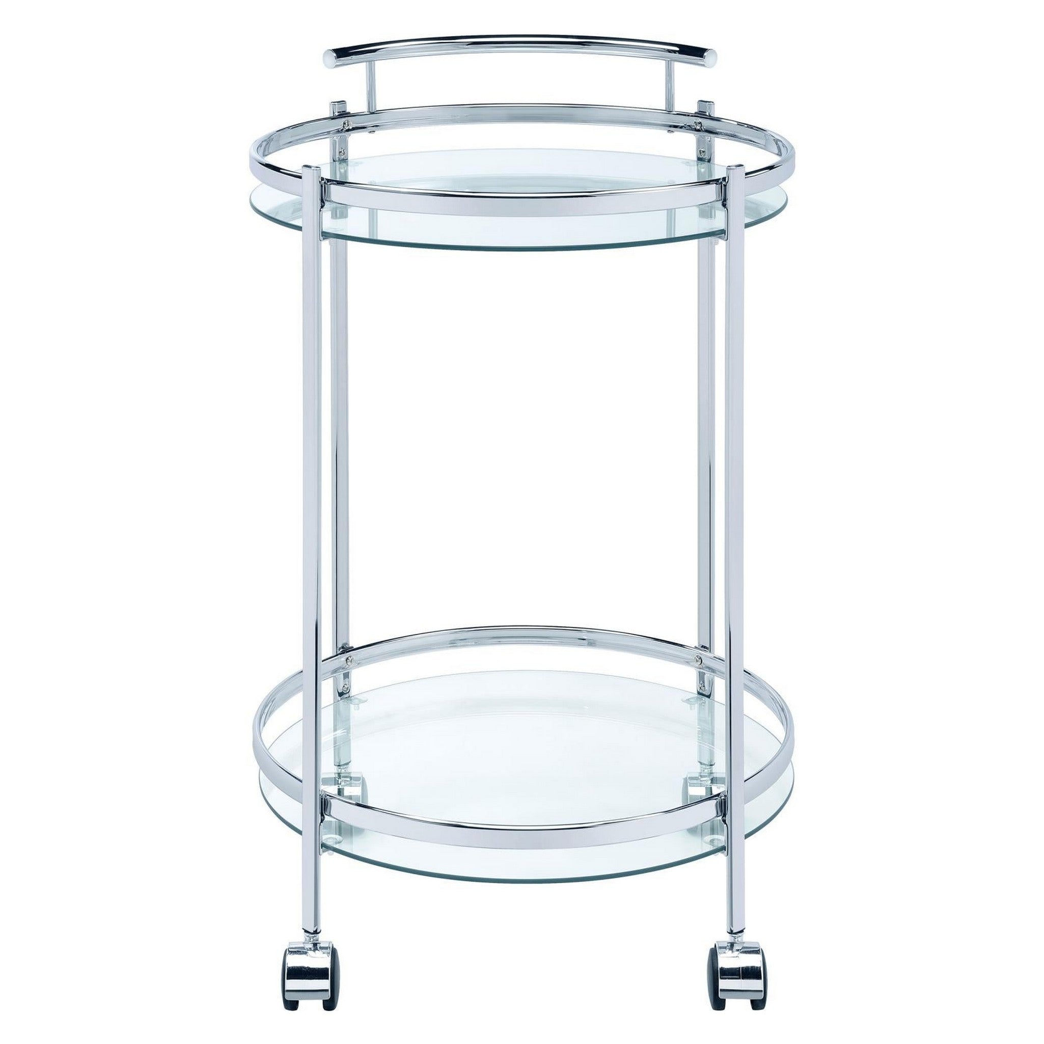 Chrissy Round Glass Bar Cart Chrome 181367