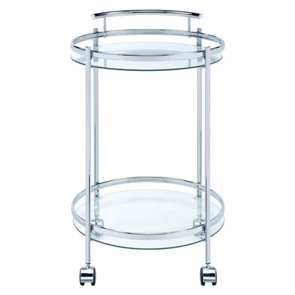 Chrissy Round Glass Bar Cart Chrome 181367