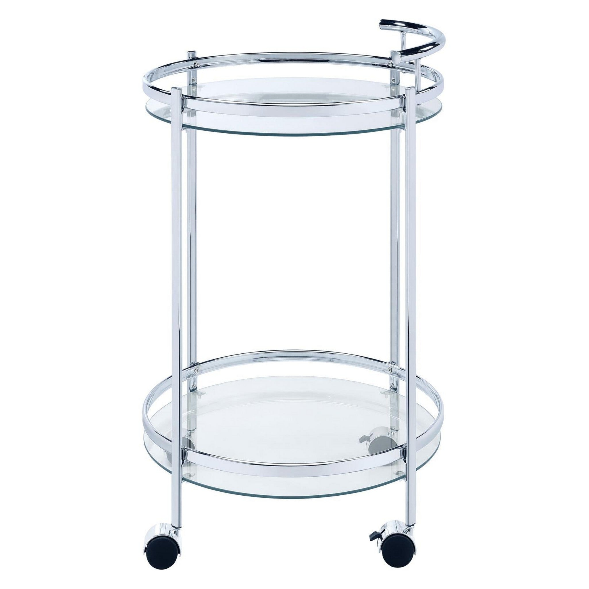 Chrissy Round Glass Bar Cart Chrome 181367