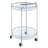 Chrissy Round Glass Bar Cart Chrome 181367