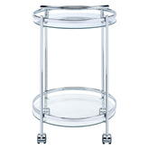 Chrissy Round Glass Bar Cart Chrome 181367