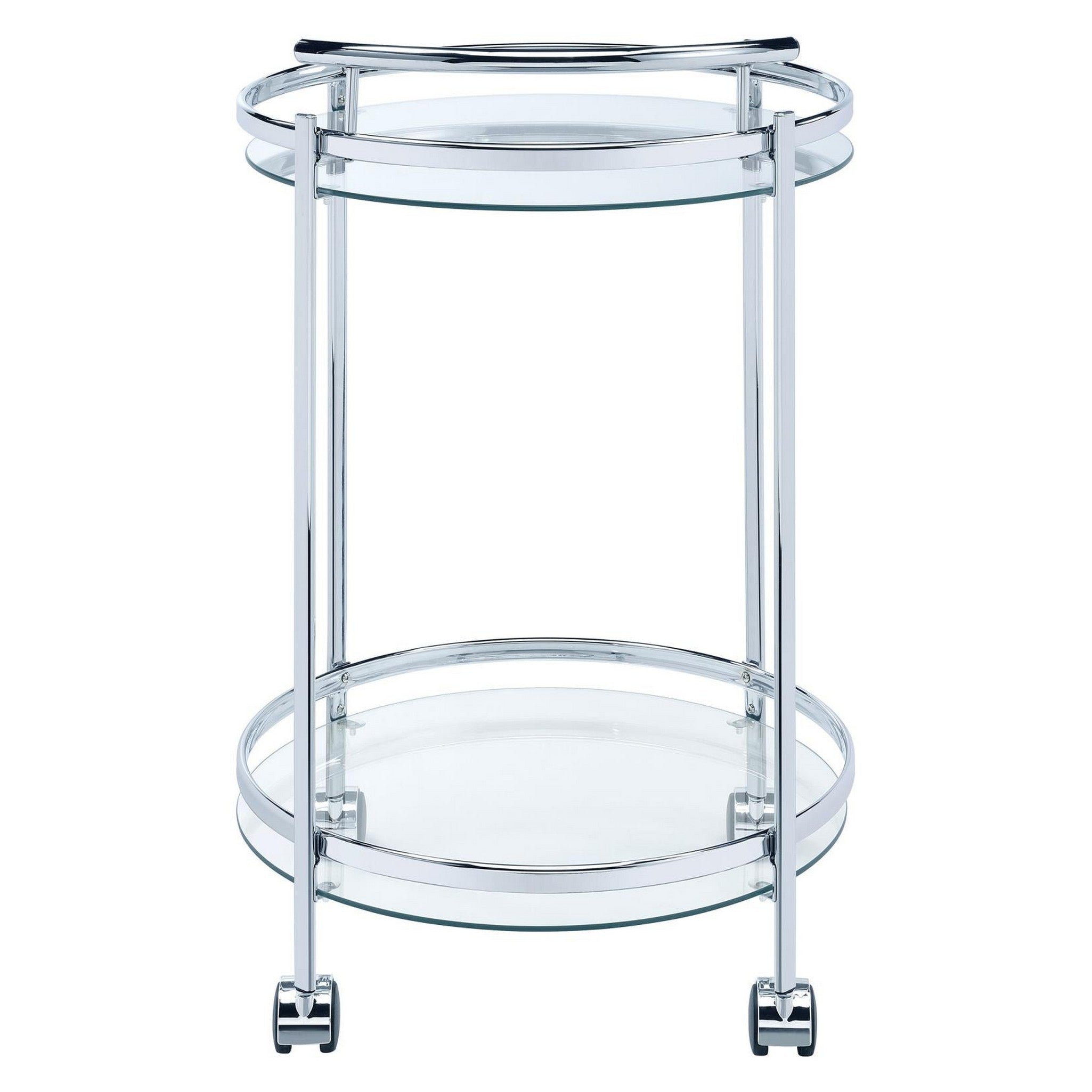 Chrissy Round Glass Bar Cart Chrome 181367