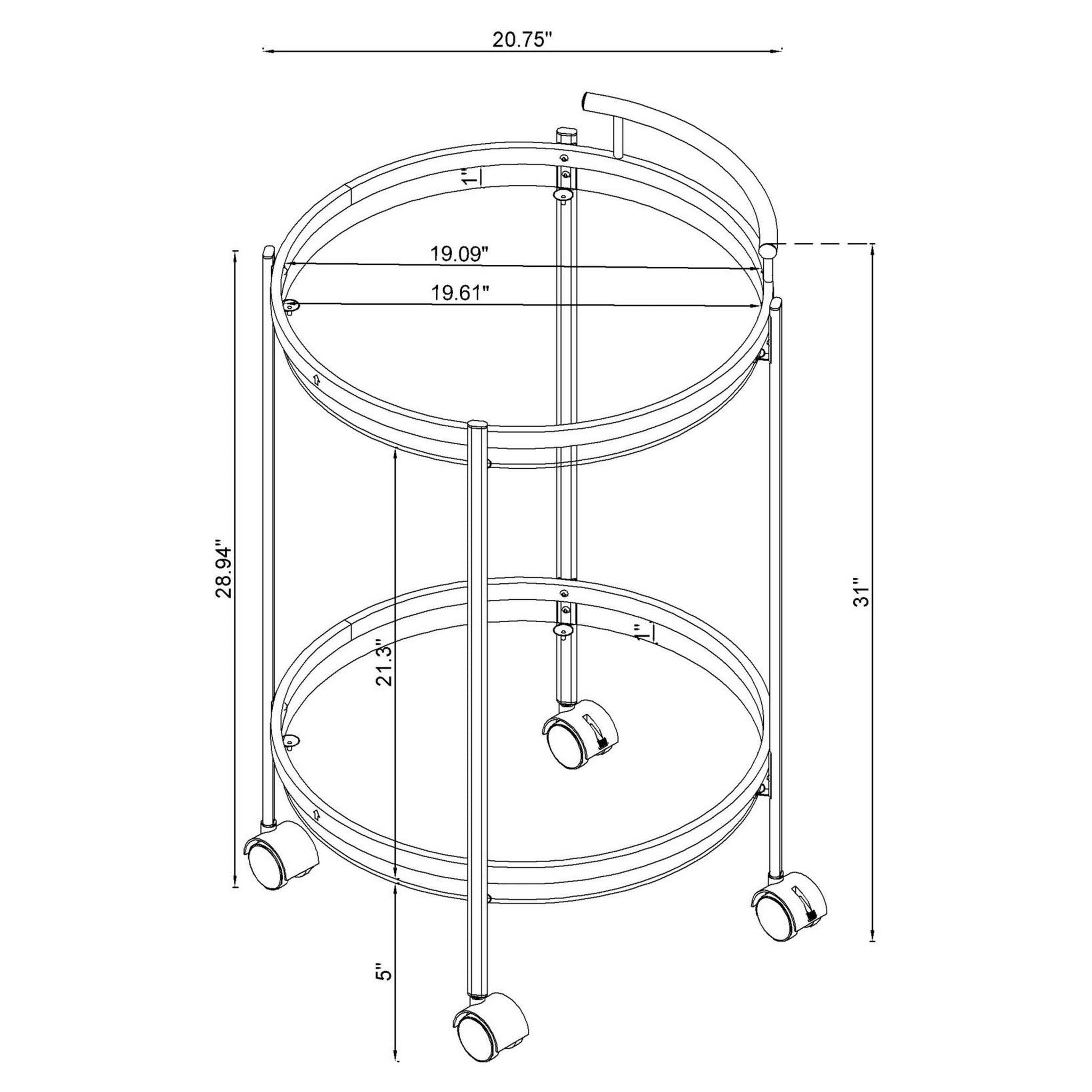 Chrissy Round Glass Bar Cart Chrome 181367