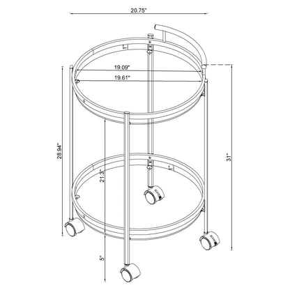 Chrissy Round Glass Bar Cart Chrome 181367