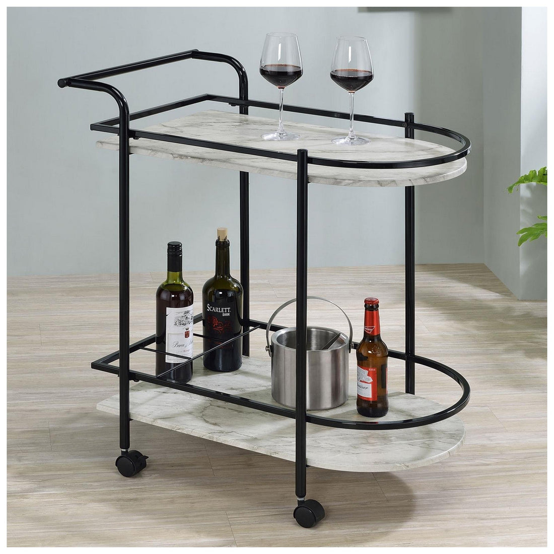 Desiree Rack Bar Cart with Casters Black 181376