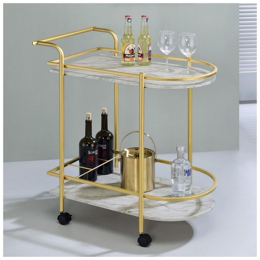 Desiree Rack Bar Cart with Casters Gold 181377