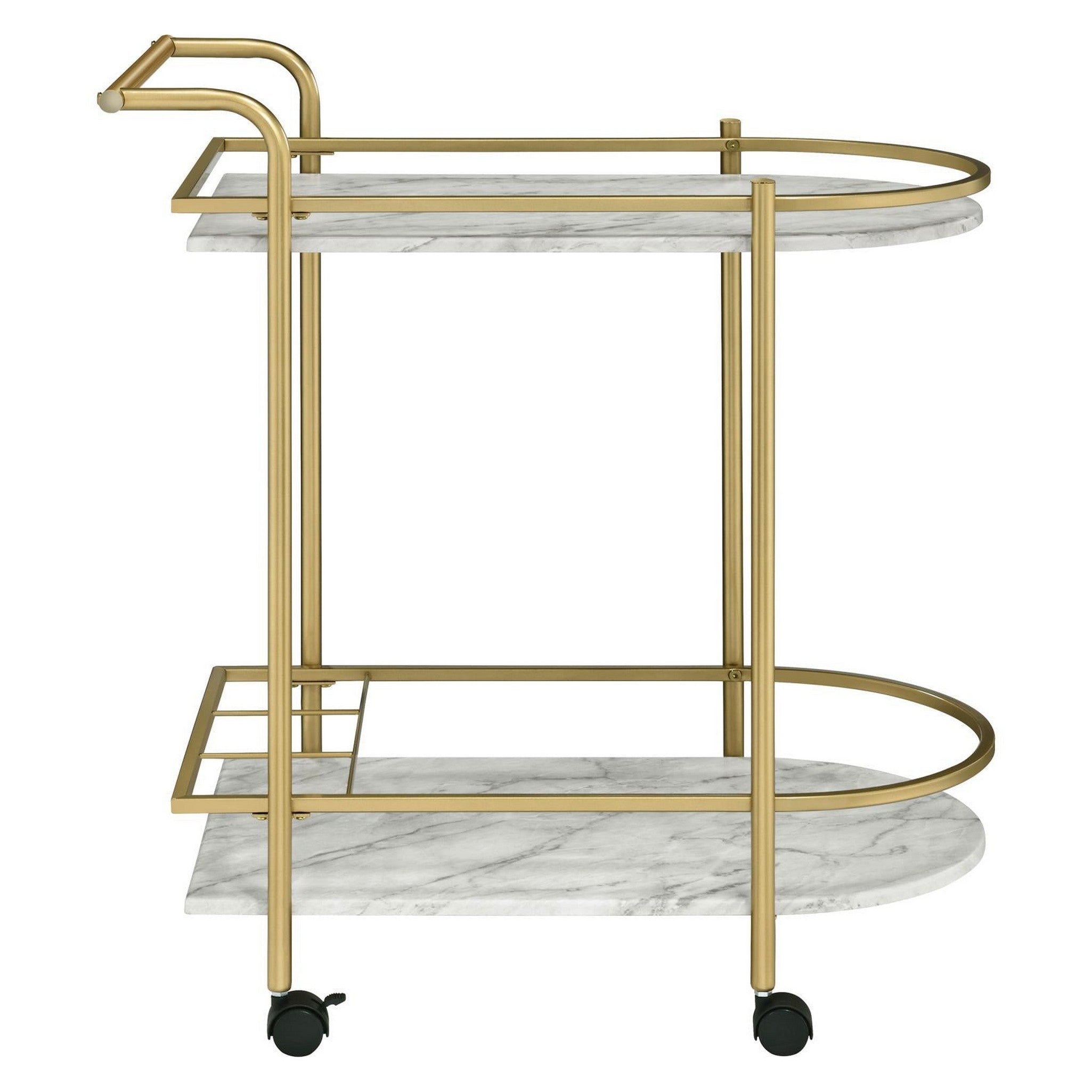 Desiree Rack Bar Cart with Casters Gold 181377