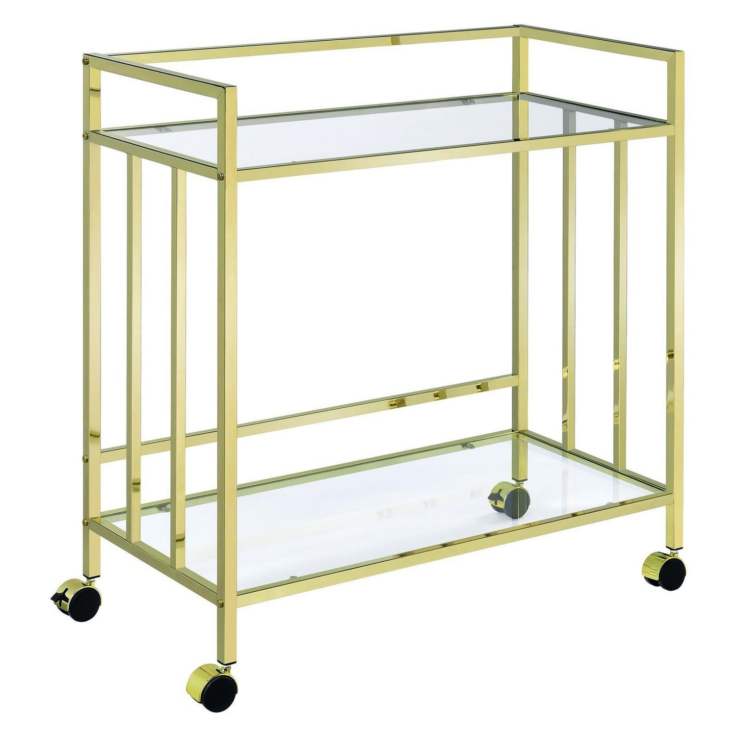 Cara Rectangular Glass Bar Cart Brass 181381