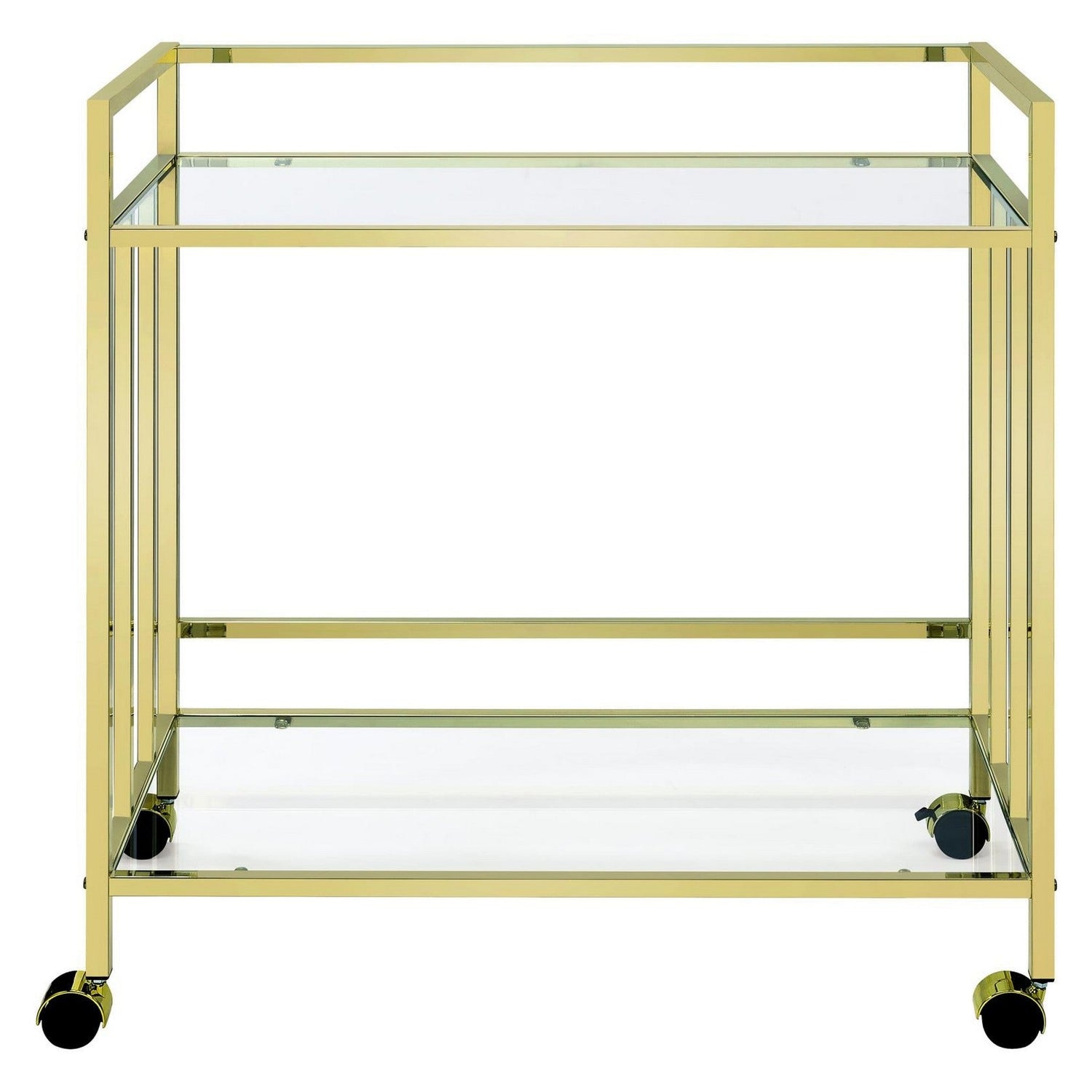 Cara Rectangular Glass Bar Cart Brass 181381