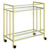 Cara Rectangular Glass Bar Cart Brass 181381