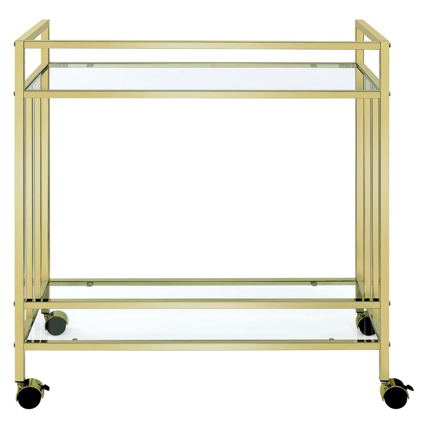 Cara Rectangular Glass Bar Cart Brass 181381