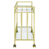 Cara Rectangular Glass Bar Cart Brass 181381