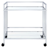 Cara Rectangular Glass Bar Cart Chrome 181382