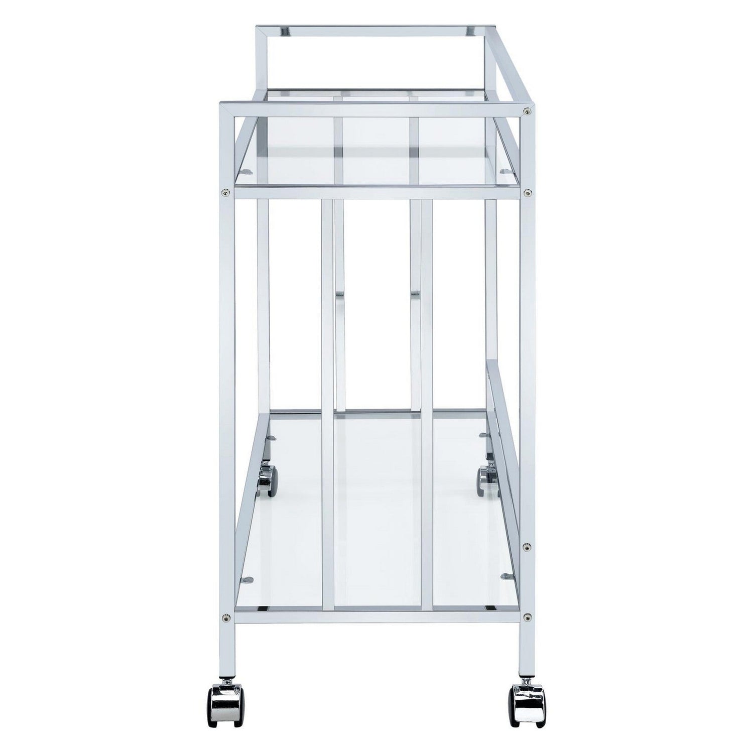 Cara Rectangular Glass Bar Cart Chrome 181382