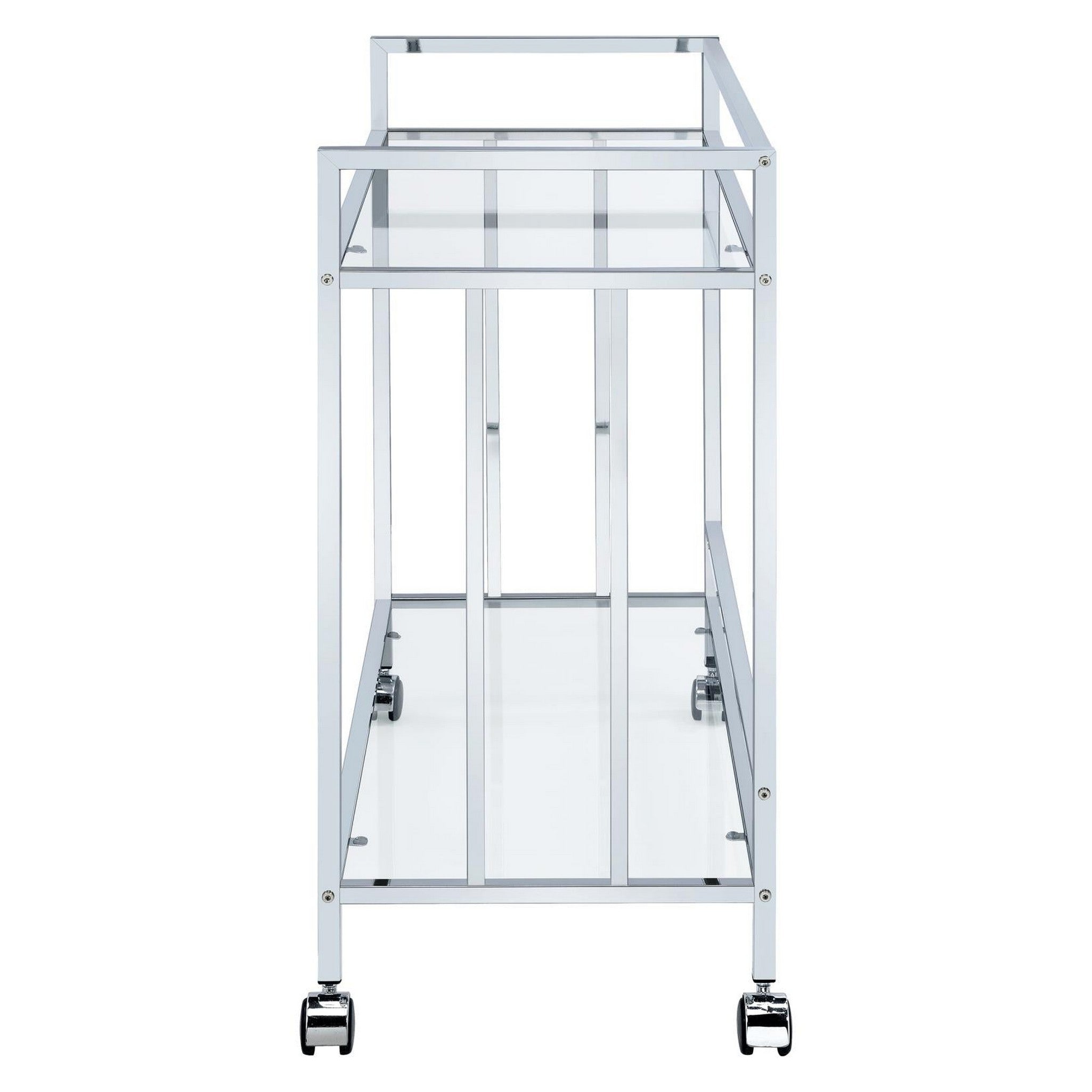 Cara Rectangular Glass Bar Cart Chrome 181382