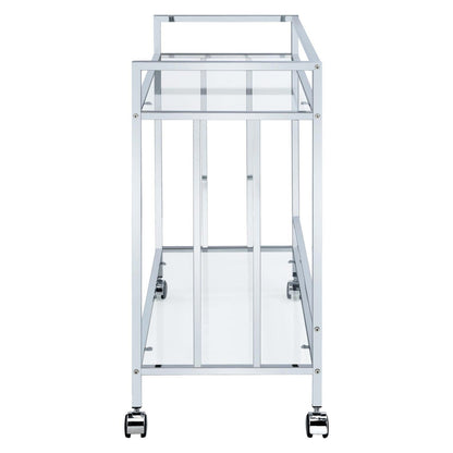 Cara Rectangular Glass Bar Cart Chrome 181382