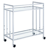 Cara Rectangular Glass Bar Cart Chrome 181382