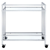 Cara Rectangular Glass Bar Cart Chrome 181382