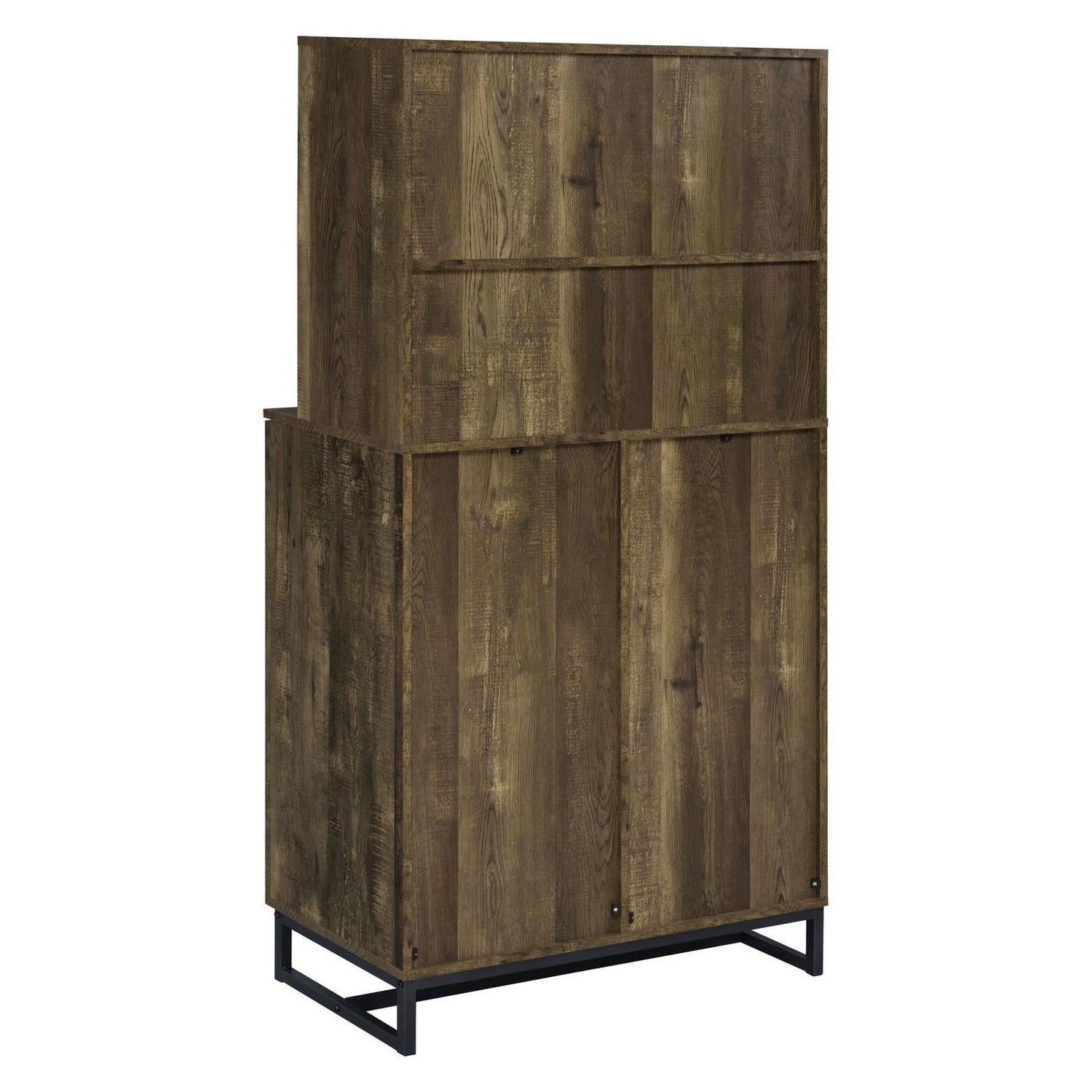 Mendoza 2-door Wine Cabinet Rustic Oak Herringbone and Gunmetal 182082