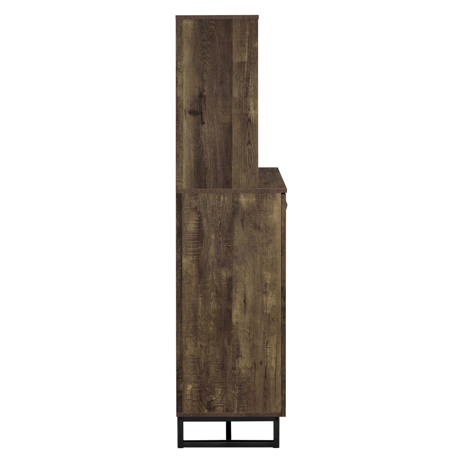 Mendoza 2-door Wine Cabinet Rustic Oak Herringbone and Gunmetal 182082