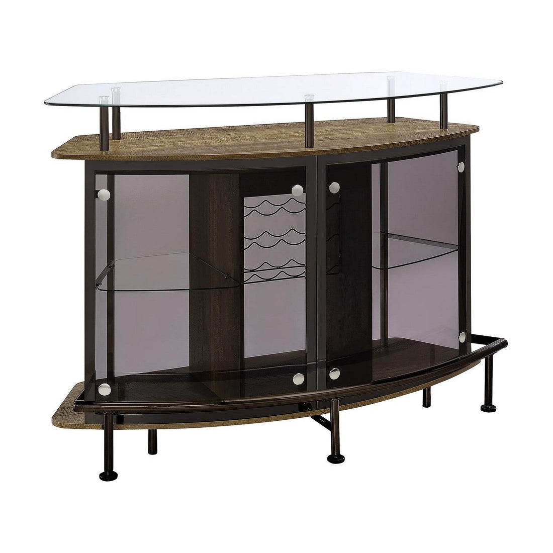 Gideon Crescent Shaped Glass Top Bar Unit with Drawer 182236
