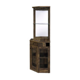 Alviso Corner Bar Cabinet with Stemware Rack Rustic Oak 182303