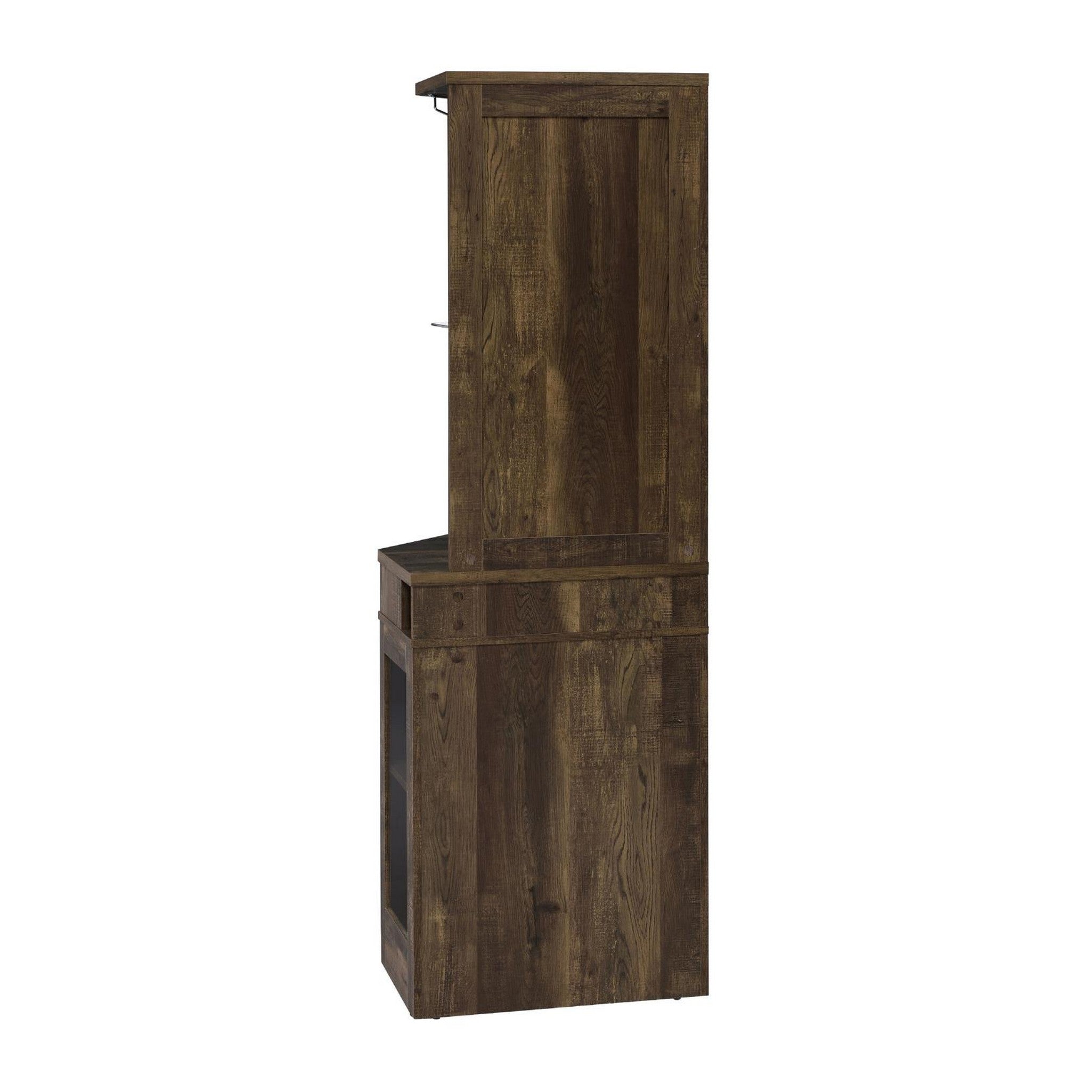 Alviso Corner Bar Cabinet with Stemware Rack Rustic Oak 182303