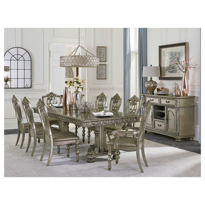 (2) Double Pedestal Table, Platinum Gold Finish 1824PG-112*