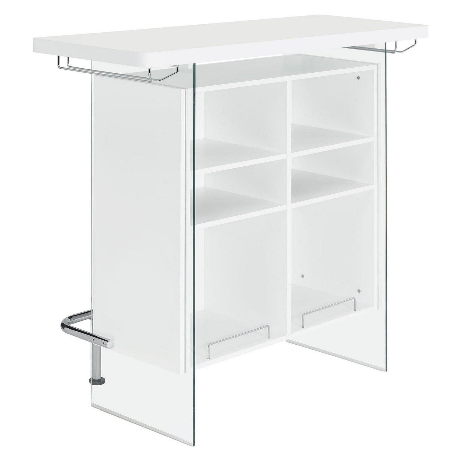 Acosta Rectangular Bar Unit with Footrest and Glass Side Panels 182632