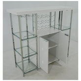 Gallimore 2-door Bar Cabinet with Glass Shelf High Glossy White and Chrome 182757