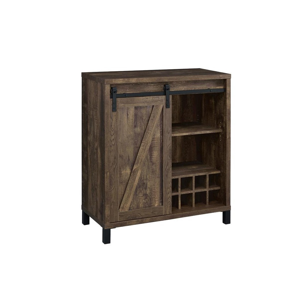 Arlington Bar Cabinet with Sliding Door Rustic Oak 182852