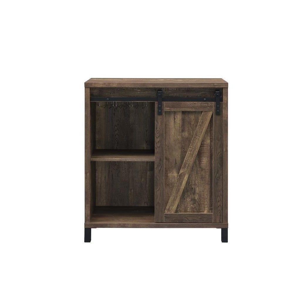 Arlington Bar Cabinet with Sliding Door Rustic Oak 182852