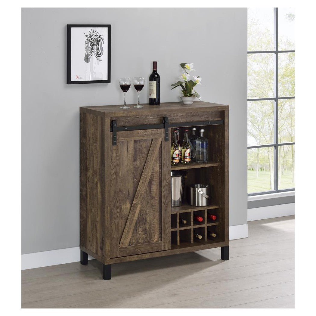 Arlington Bar Cabinet with Sliding Door Rustic Oak 182852