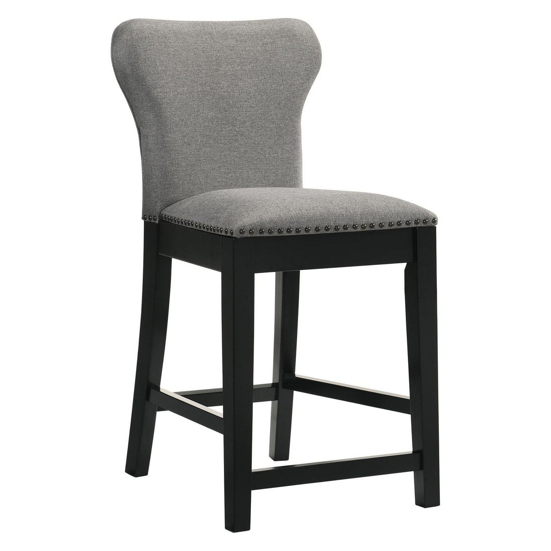 Rolando Upholstered Solid Back Counter Height Stools with Nailhead Trim (Set of 2) Grey and Black 183028