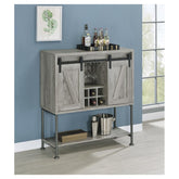Claremont Sliding Door Bar Cabinet with Lower Shelf Grey Driftwood 183038