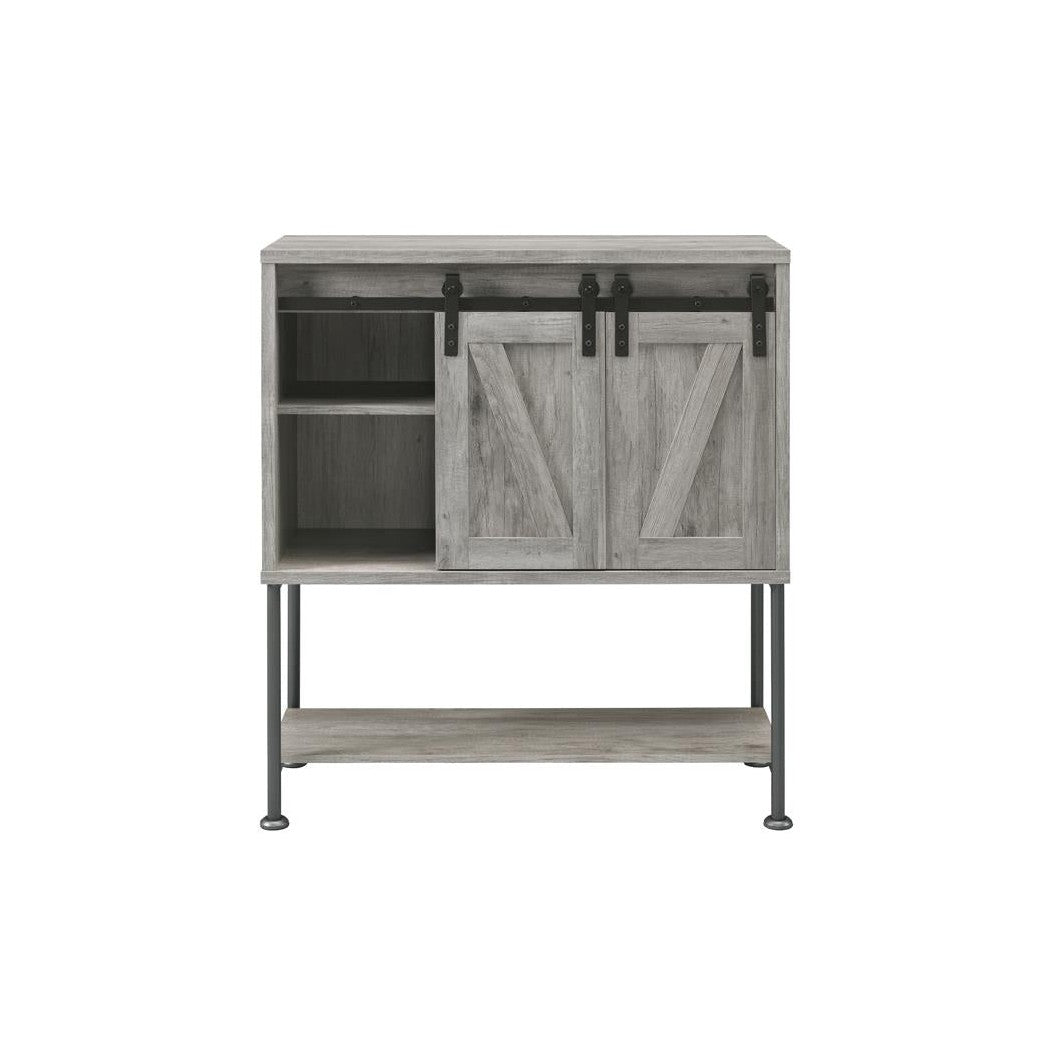 Claremont Sliding Door Bar Cabinet with Lower Shelf Grey Driftwood 183038