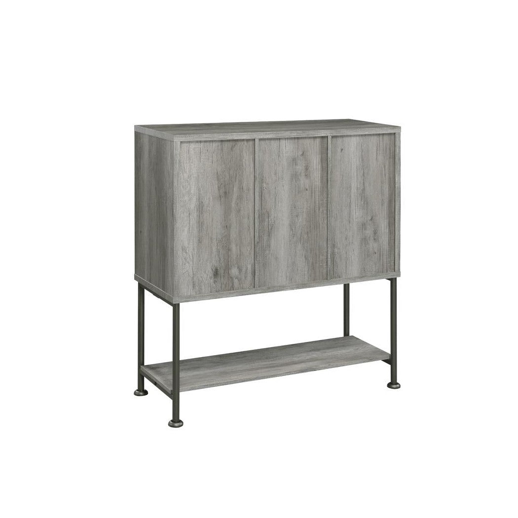 Claremont Sliding Door Bar Cabinet with Lower Shelf Grey Driftwood 183038
