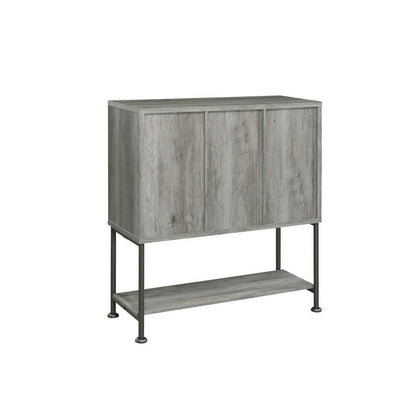 Claremont Sliding Door Bar Cabinet with Lower Shelf Grey Driftwood 183038